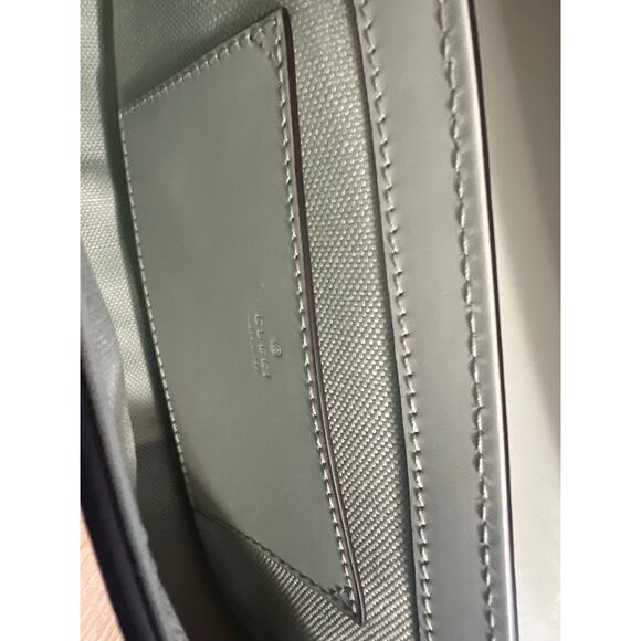 NWOT Authentic Gucci Green Calfskin Leather GG Super Mini crossbody purse  $1500 - Picture 14 of 16